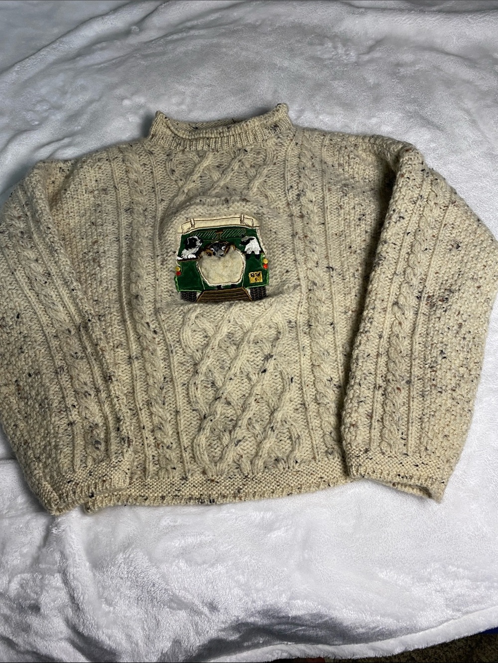Vintage Bracken Country  Cream  Wool Cable Knit Sweater